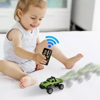 Радиоуправляемый грузовик, Радиоуправляемый полугрузовик с прицепом, Радиоуправляемый грузовик 1/64 масштаб сплава, 2025 Новый Радиоуправляемый грузовик, 2.4 ГГц пульт дистанционного управления, Для детей Подарки One Size зелёный