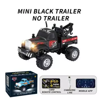Радиоуправляемый грузовик, Радиоуправляемый полугрузовик с прицепом, Радиоуправляемый грузовик 1/64 масштаб сплава, 2025 Новый Радиоуправляемый грузовик, 2.4 ГГц пульт дистанционного управления, Для детей Подарки One Size чёрный