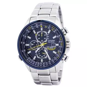 Радиоуправляемый мировой хронограф Citizen Eco Blue Angels AT8020-54L Мужские часы синий