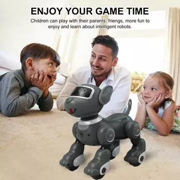 Радиоуправляемый робот-собака, игрушка, программирование, электрический умный робот-собака, обучающая сенсорная интерактивная игрушка-щенок с частотой 2,4 ГГц и музыкой розовый
