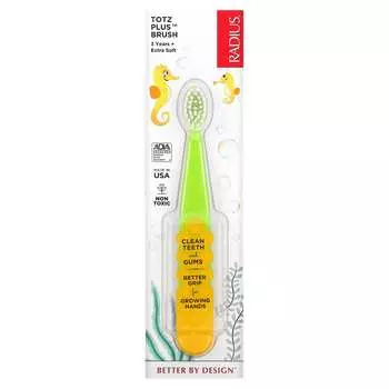 RADIUS, зубная щетка Totz Plus, возраст 3+, сверхмягкая, зелено-желтая, 1 зубная щетка