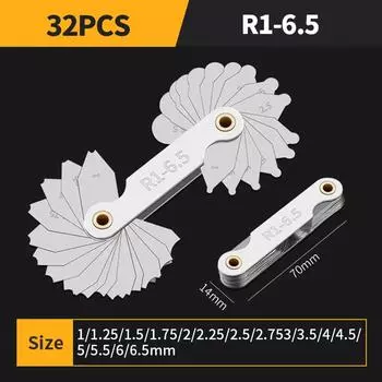 Радиусный шаблон R калибр R1-6,5 7-14,5 15-25 26-80 радиусный калибр пластина калибр для галтелей Внешний Внутренний Вогнутый Выпуклый Измерительный инструмент