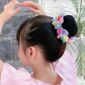 Радуга, детская сетка для булочек, жемчужная балетная булочка, снуд, снуд с милым цветком, сетка для волос, ежедневная purple-ball