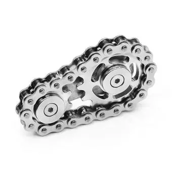 Радуга EDC Gear Chain Fingertip Gyroscope Toys Metal Sprocket Flywheel Fidget Spinner для взрослых и детей Антистрессовый ролик серебряный