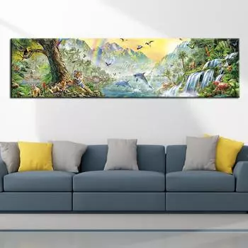 Радуга животное Тигр Дельфин большая 5D DIY алмазная живопись полная круглая вышивка крестиком мозаика рукоделие Декор AA2915 20x60CM