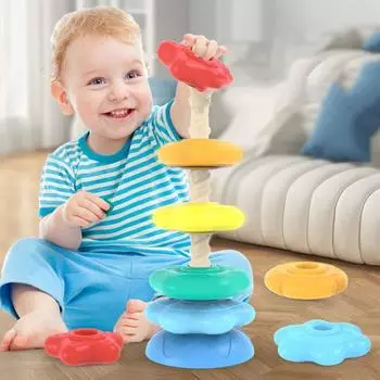 Радужная башня Вращающиеся винты Болт Игрушки Неправильная квадратная укладка Радужная башня Подарки на день рождения 4 Floors