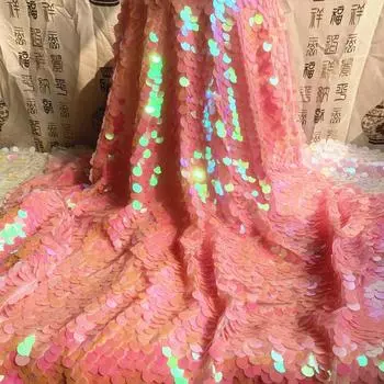 Радужная блестящая ткань с рыбьей чешуей, лазерные пайетки, блестящая ткань для скатерти своими руками, свадебная вечеринка, фон, декоративная ткань 50X150CM