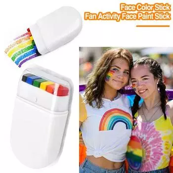 Радужная цветная палочка для лица, легко наносится и удаляется, портативный размер, универсальная цветная палочка для тела, для рисования лица своими руками