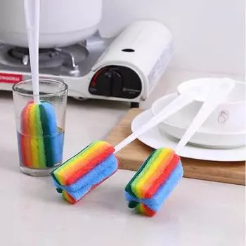 Радужная цветная щетка для чашки, кухонная губка для чистки, щетка для бокала, бутылки кофе, чая, очиститель стекла, семейные щетки для мытья, инструменты