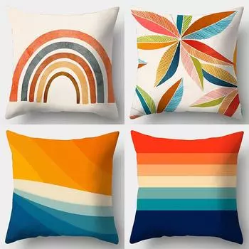 Радужная геометрическая цветная наволочка 45x45 см, полиэстер, чехол для дивана, стула, современная комната, домашний декор, наволочка 40x40cm