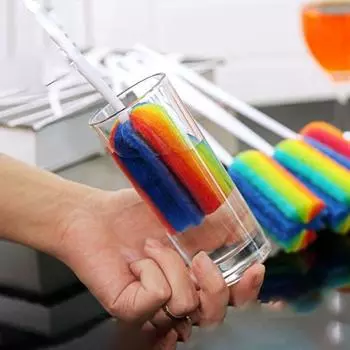 Радужная губка щетка бутылка для воды чашка кружка стекло губка для мытья щетка для чистки скребок с ручкой принадлежности для чистки 1Pcs