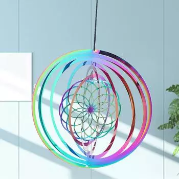 Радужная мандала, вращающаяся 3D-геометрия, энергия, цветок, жизнь, медитация, подвеска с колокольчиками, подвесной декор для сада фей