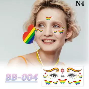 Радужная наклейка на лицо, водонепроницаемая временная татуировка, красочный узор, луна, звезда, боди-арт, рука, поддельные татуировки для женщин и мужчин