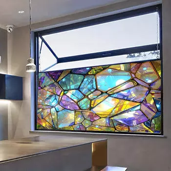 Радужная наклейка на окно, красочная наклейка, орнамент, стеклянная дверь, настенная декоративная наклейка для