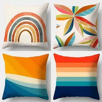 Радужная наволочка с геометрическим рисунком цвета 45x45 см, полиэстер, чехол для дивана и стула, современный домашний декор для комнаты 40x40cm