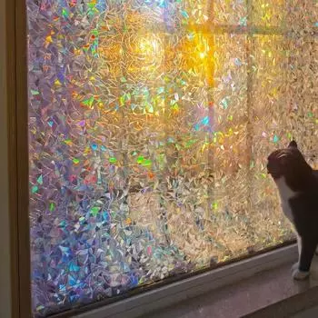 Радужная пленка для стекла Наклейка на витражное окно 3D Наклейка на стекло Suncatcher Теплопроводная пленка для приватности на окна Виниловая тонировочная пленка для окон S 30cmx100cm