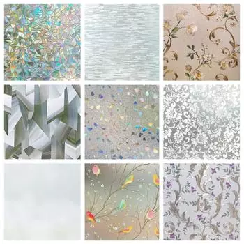 Радужная пленка для защиты окон 75/90 см, декоративные наклейки на витражные окна, статическое крепление, голографическая, без клея, матовая, с защитой от УФ-излучения 30x100 cm синий