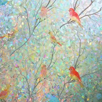 Радужная пленка для защиты окон, пленка для защиты витражей с изображением колибри и наклейки на витражи 30x100cm