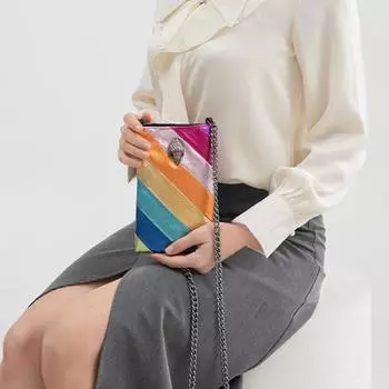 Радужная сумка для мобильного телефона Мини женская сумка Цветная сумка на цепочке Сумка через плечо Сумка с головой орла Маленькая сумка Сумка для телефона разноцветный