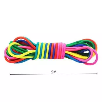 Радужная Суперэластичная Скакалка Тренировка на Выносливость Веселые Спортивные Игрушки Домашний Набор для Занятий в Помещении и на Улице Регулируемый Резиновый Ремешок для Скакалки