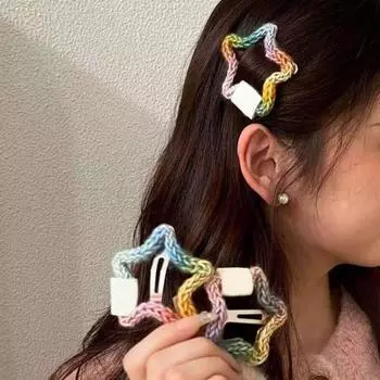 Радужная заколка для волос, плетеный цветок, сердце, звезда, облако, декоративная форма, аксессуары для волос, легкая заколка для волос для девочек
