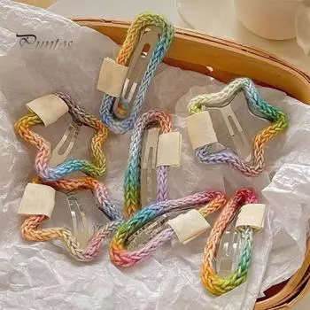 Радужная заколка для волос, плетеный цветок, сердце, звезда, облако, декоративная форма, аксессуары для волос, легкая заколка для волос для девочек A