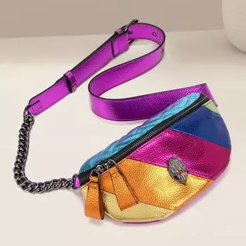 Радужная женская сумка Модная нагрудная сумка Цветная цепочка Сумка через плечо Сумка через плечо Голова орла Нагрудная сумка Сумка разноцветный