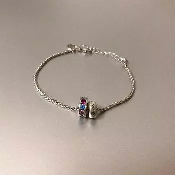 Радужное кольцо, бусина для переноса, ожерелье, ретро-тренд, цветной бриллиант, персонализированное, женское, для девушки, цепочка на ключицу