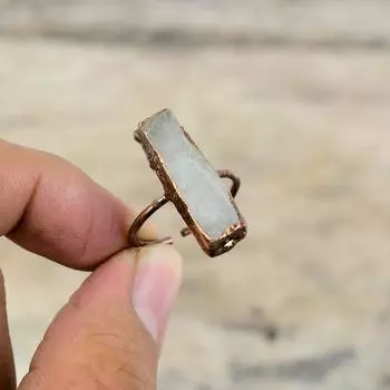 Радужное кольцо с лунным камнем, гальваническое медное кольцо, регулируемое кольцо, ювелирные изделия из драгоценных камней, кольцо ручной работы, гальваническое ювелирное изделие, подарок на годовщину