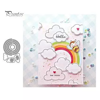 Радужное облако, вырубные штампы, сделай сам, скрапбук, тиснение, бумажная карта, альбом, трафарет для рукоделия серебряный