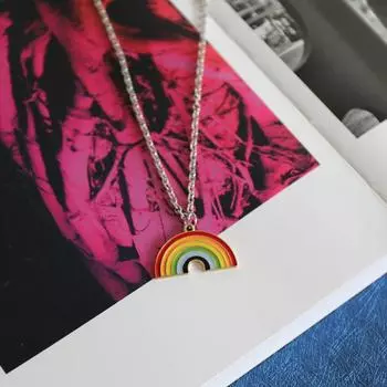 Радужное ожерелье Harajuku, индивидуальность, крутая надувная мужская пара, Ins, интернет-знаменитости, свитер, цепочка, кулон, ювелирные аксессуары