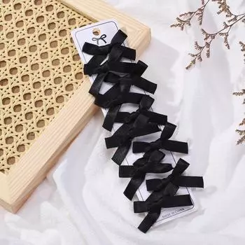 РАДУЖНЫЕ БАНТЫ 10 шт. Детские милые однотонные мини-банты Заколка для волос для маленьких девочек Балетный стиль Лента Плетеные аксессуары для волос