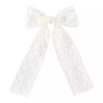 РАДУЖНЫЕ БАНТЫ 1 шт. 8-дюймовый белый бант с длинной кисточкой, заколки для волос на хвост, полые кружевные элегантные женские заколки для волос, милые головные уборы для девочек