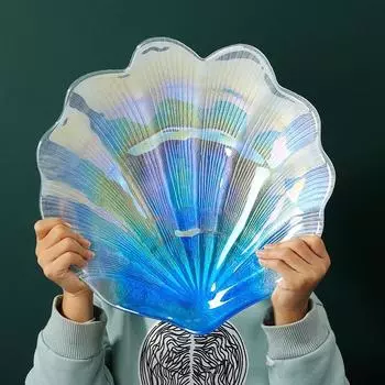 Радужные цветные прозрачные 30 см большие синие стеклянные ракушки тарелки украшения витрина украшения тарелки лотки для хранения ювелирных изделий L&