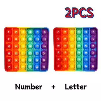 Радужные игрушки-непоседы, буквы AZ, цифры 1-30, печатные игрушки для раннего образования, забавные игрушки для снятия стресса, сжимающие игрушки для детей