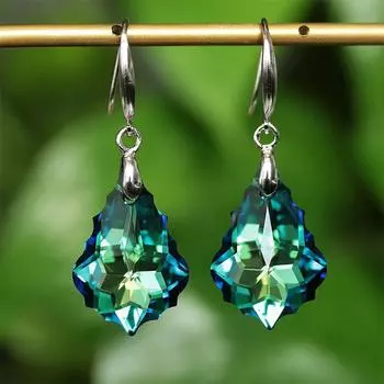 Радужные капли воды женские длинные висячие серьги в стиле бохо цветные серьги с цирконием 1.1*1.6cm белый