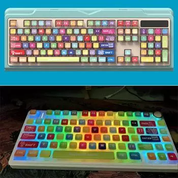 Радужные колпачки для клавиш 116 клавиш PBT колпачки для клавиш с мультяшным аниме-дизайном для механической клавиатуры ASA Pudding Profile
