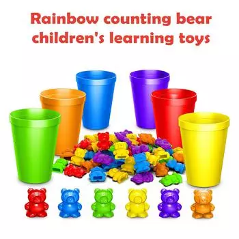 Радужные медведи-счетчики с подходящими сортировочными стаканчиками (Набор из 66 предметов) Игрушка для детей