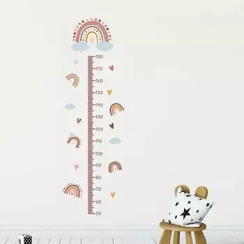 Радужные наклейки для измерения высоты для детской комнаты, линейка высоты, настенные наклейки для украшения детской комнаты