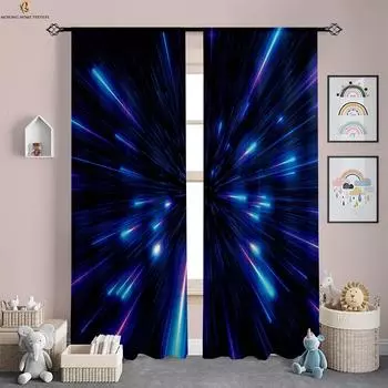 Радужные розовые блестящие набивные шторы для детской комнаты, спальни, гостиной, кабинета, декоративные шторы, 2 шт., украшение для дома W50xH130(CM)x2PCS&Grommet Top