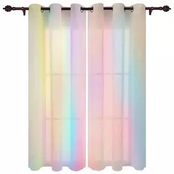 Радужные розовые шторы с утренним светом для дома, гостиной, украшения окна, шторы для дома, кухни, роскошные шторы для спальни W50 X H130(CM)X2&Hook