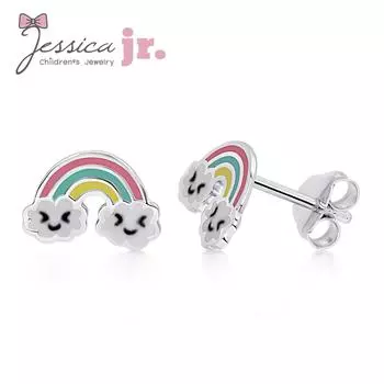 Радужные серьги из чистого серебра 925 пробы для дочерей, маленьких девочек и детей с бесплатной подарочной коробкой