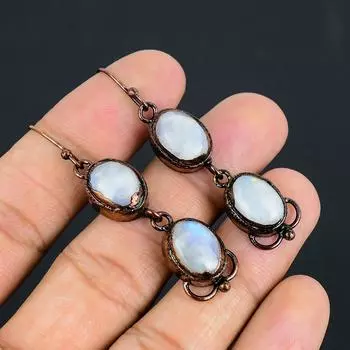 Радужные серьги Monsotne Gemstone Handmade Copper Gelformed Jewelry для нее 2.36 Inches белый