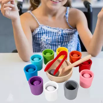 Радужные шарики в стаканчиках. Развивающая обучающая игрушка для развития мелкой моторики. Тренировка навыков для