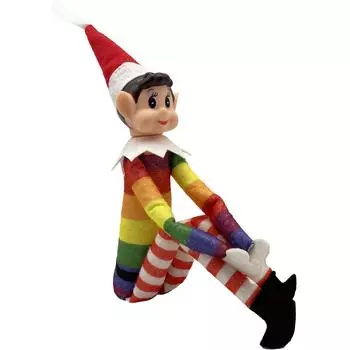 Радужный эльф, украшение, милая ткань, длинные ноги, сидящая праздничная полка, фигурка эльфа для стола