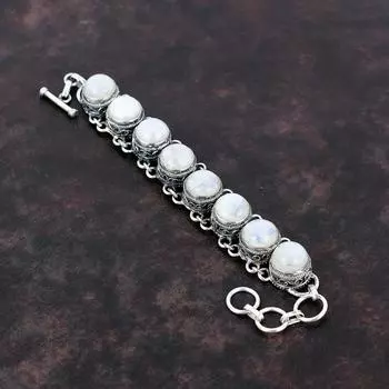 Радужный браслет из лунного камня, браслет из стерлингового серебра 925 пробы, регулируемый браслет-цепочка, ювелирные изделия ручной работы из драгоценных камней, подарок для мамы, винтажный браслет
