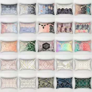 Радужный чехол для подушки с геометрическим рисунком 30x50 см, полиэстеровая наволочка, лоскутная полоска, чехол для диванной подушки, прямоугольный декор с двойным принтом 30X50cm
