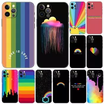 Радужный чехол для телефона своими руками для iPhone 5 5s 2020se 6 6s 7 8 plus x 10 XR XS 11 12 13 mini pro MAX черная задняя крышка из ТПУ iphone 5 5S SE 2016