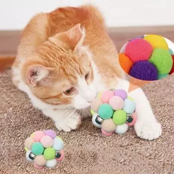 Радужный цветной котенок плюшевый колокольчик мяч с колокольчиком плюшевые шарики-царапки для кошек котенок Rainbow Color