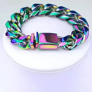 Радужный цветной кубинский браслет из нержавеющей стали для мужчин и женщин 9mm-19cm
